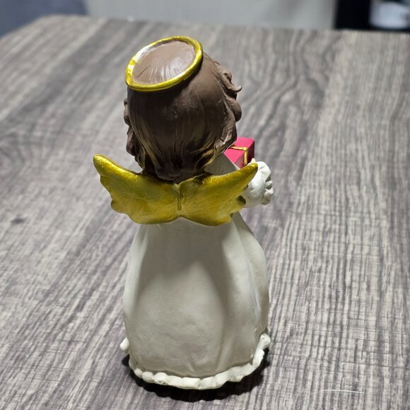 Guardian Angel Statue - Hand-Painted Angel Holding Gift Box Figurine, Resin - Picture 3 of 3